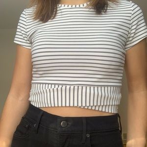 Dynamite striped structured cropped T